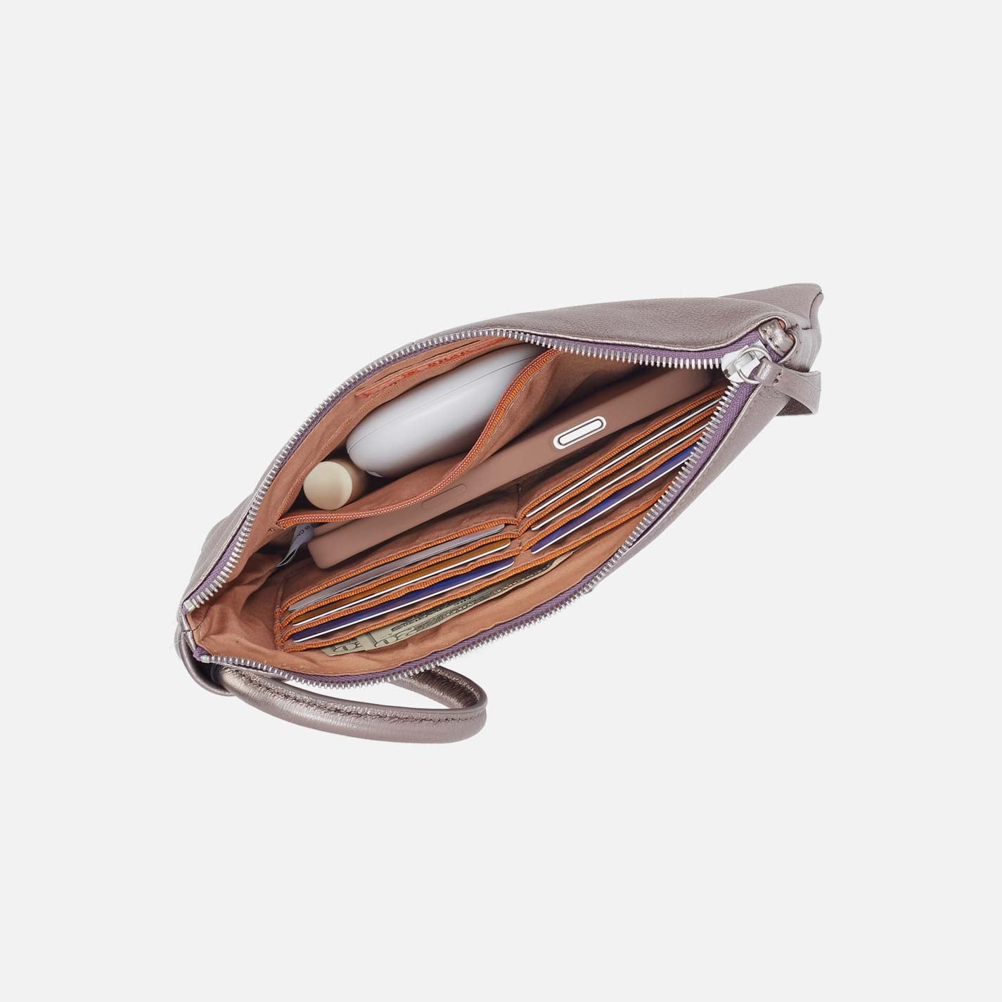 Sheila Soft Ring Clutch in Metallic Leather - Pewter Spur - Image 3