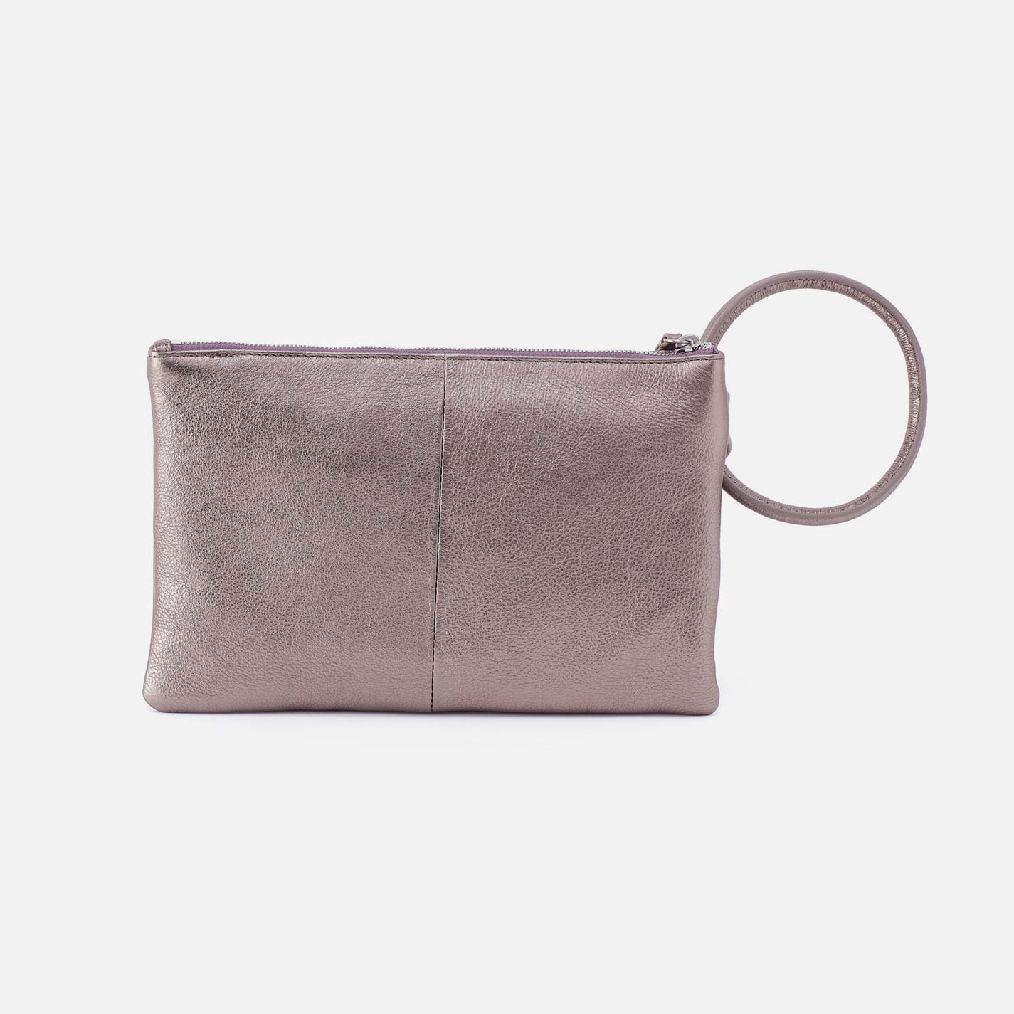Sheila Soft Ring Clutch in Metallic Leather - Pewter Spur - Image 4