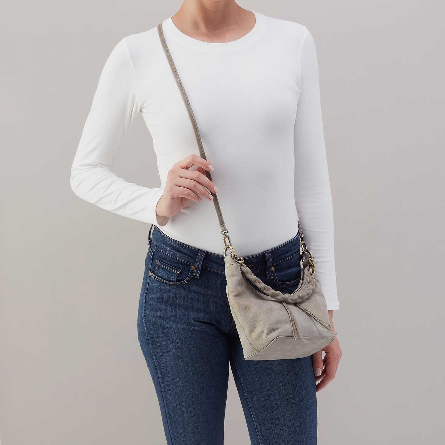 Astrid Small Crossbody in Nubuck Leather - Golden Granite - Image 3