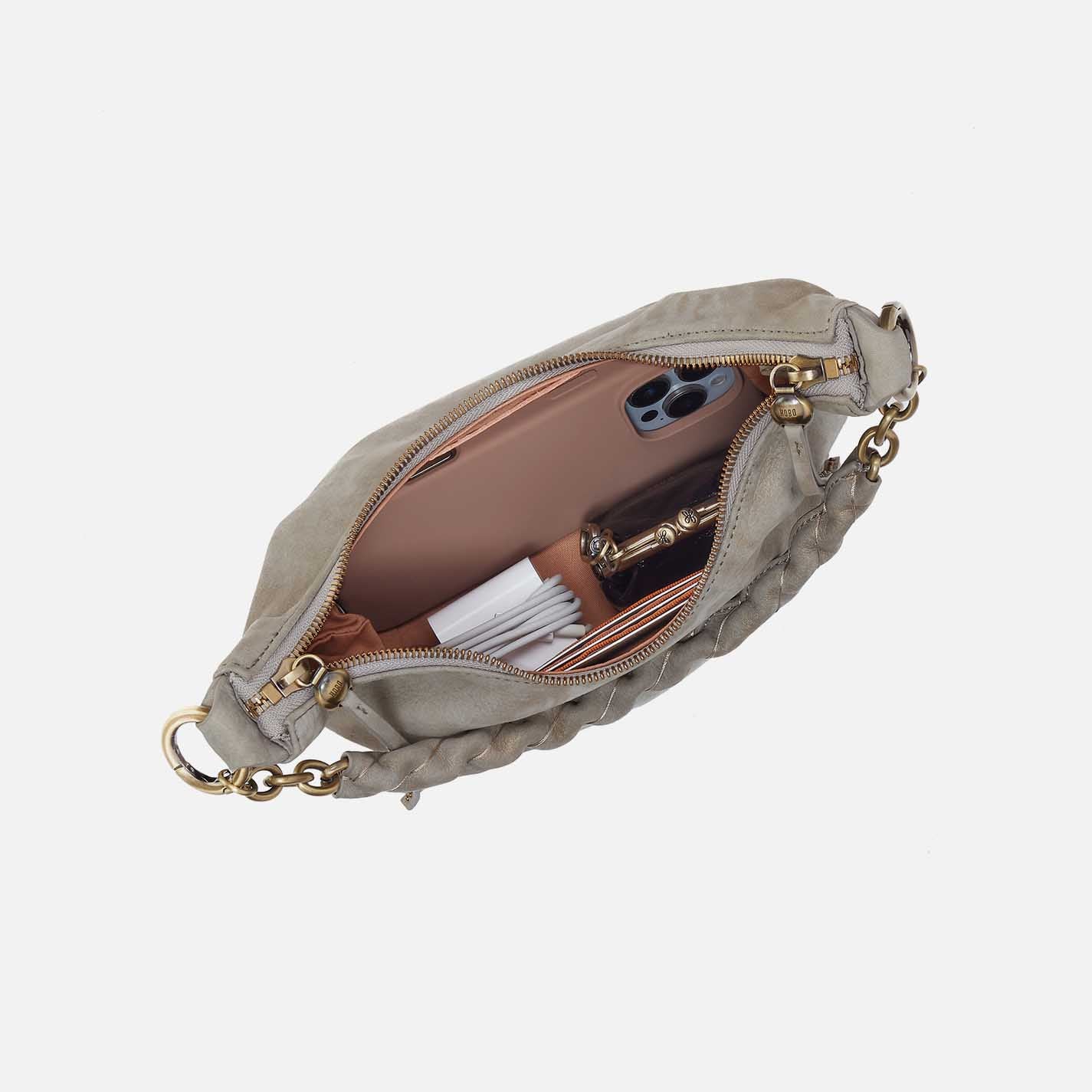 Astrid Small Crossbody in Nubuck Leather - Golden Granite - Image 4