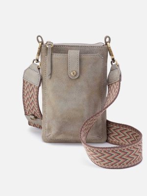 Cass Phone Crossbody in Nubuck Leather - Golden Granite