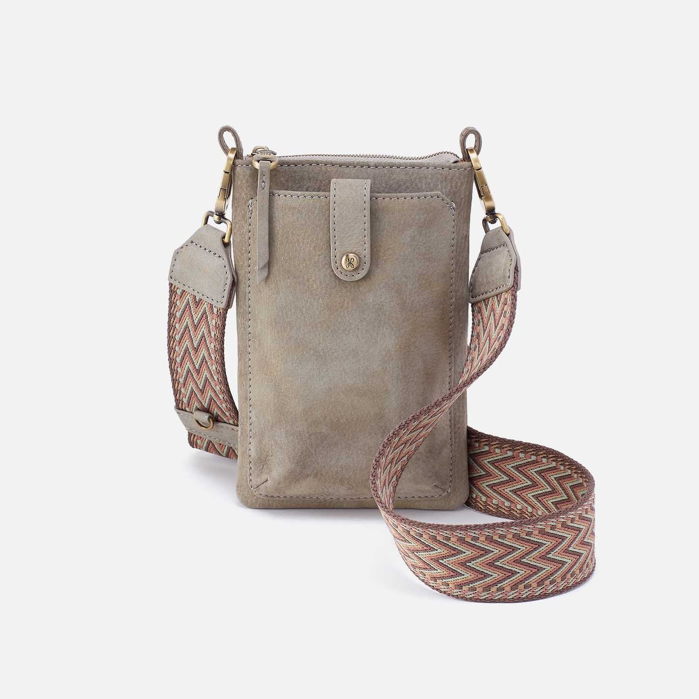 Cass Phone Crossbody in Nubuck Leather - Golden Granite