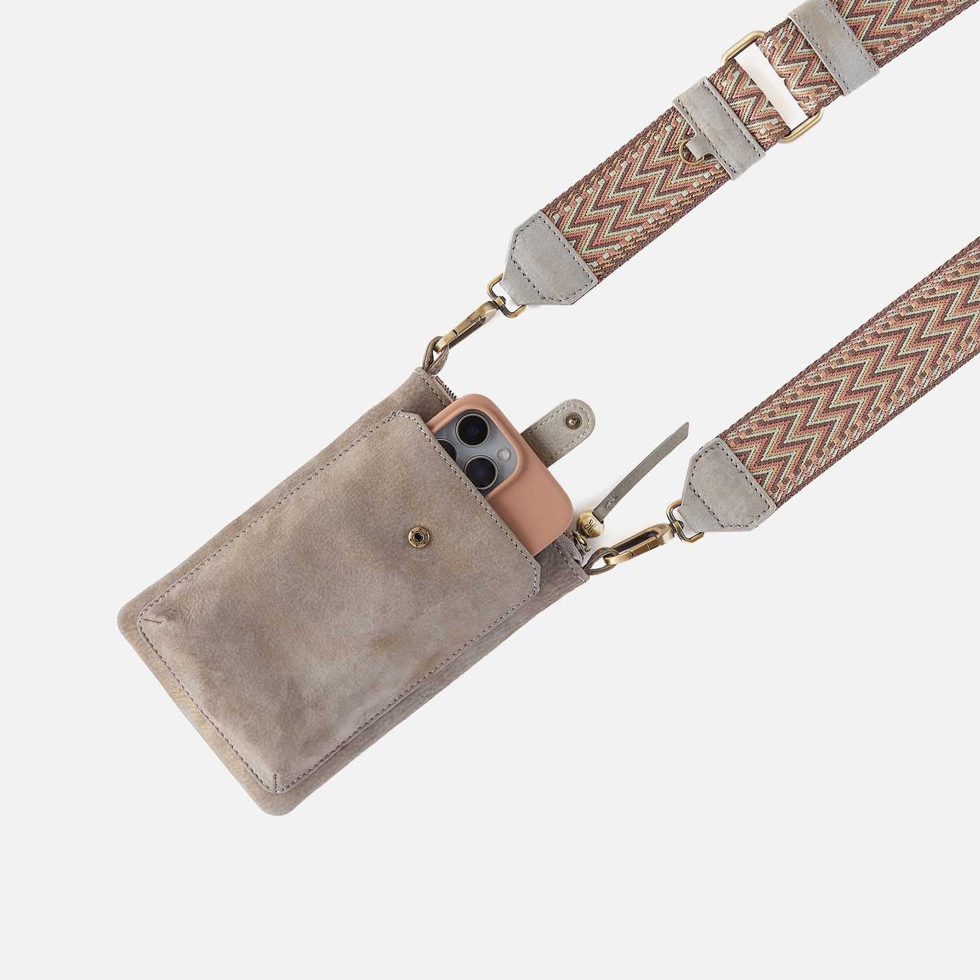 Cass Phone Crossbody in Nubuck Leather - Golden Granite - Image 3