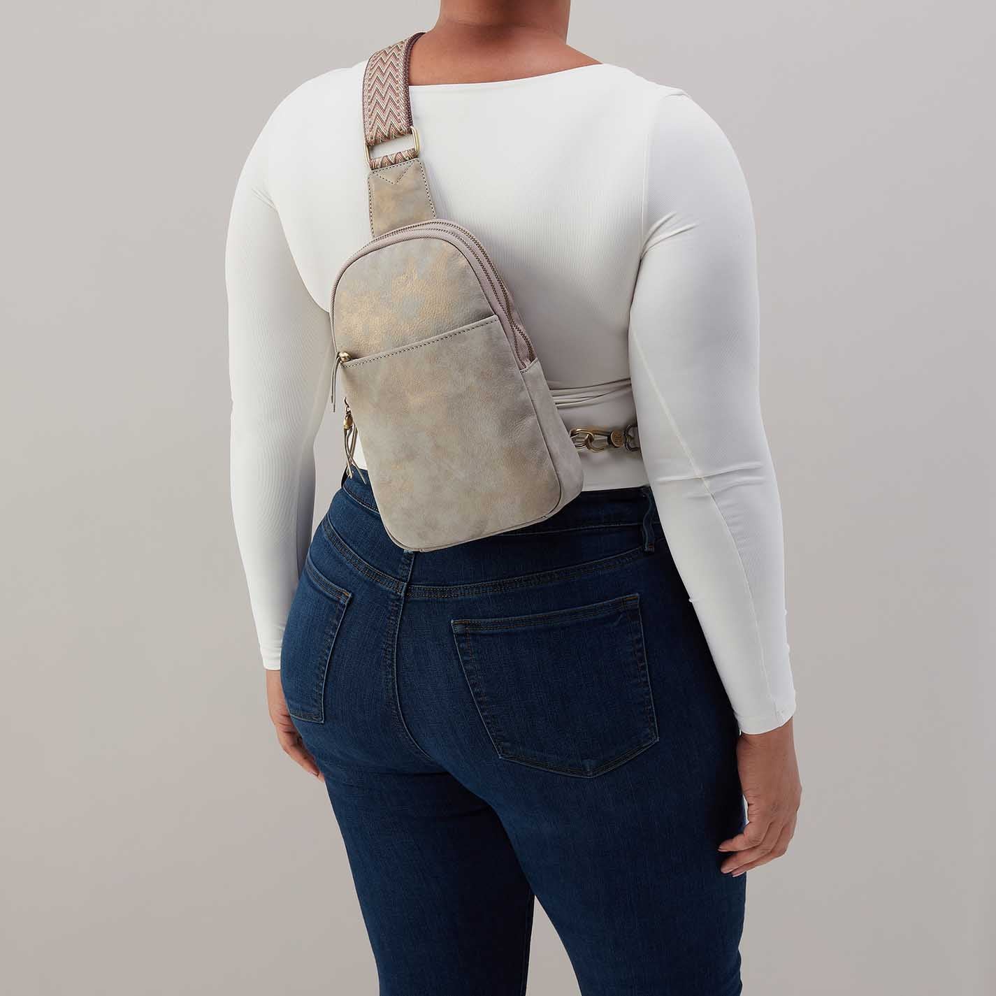 Cass Sling in Nubuck Leather - Golden Granite - Image 4