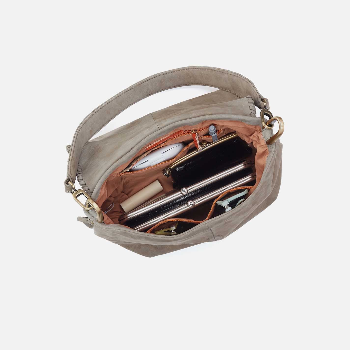 Harley Convertible Shoulder in Nubuck Leather - Golden Granite - Image 3