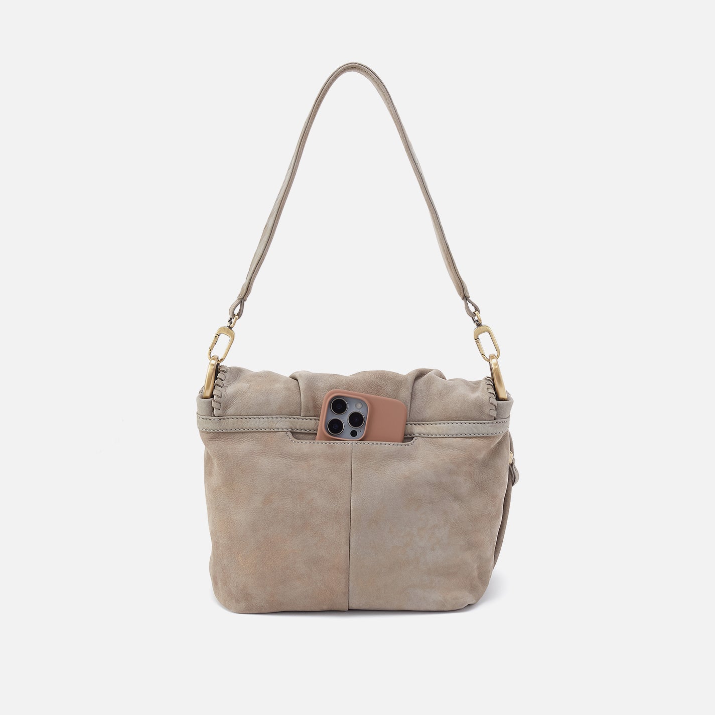 Harley Convertible Shoulder in Nubuck Leather - Golden Granite - Image 5