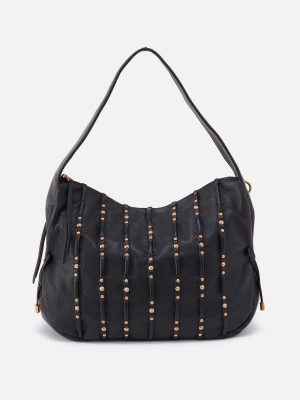 Kori Hobo in Pebbled Leather - Black With Studs