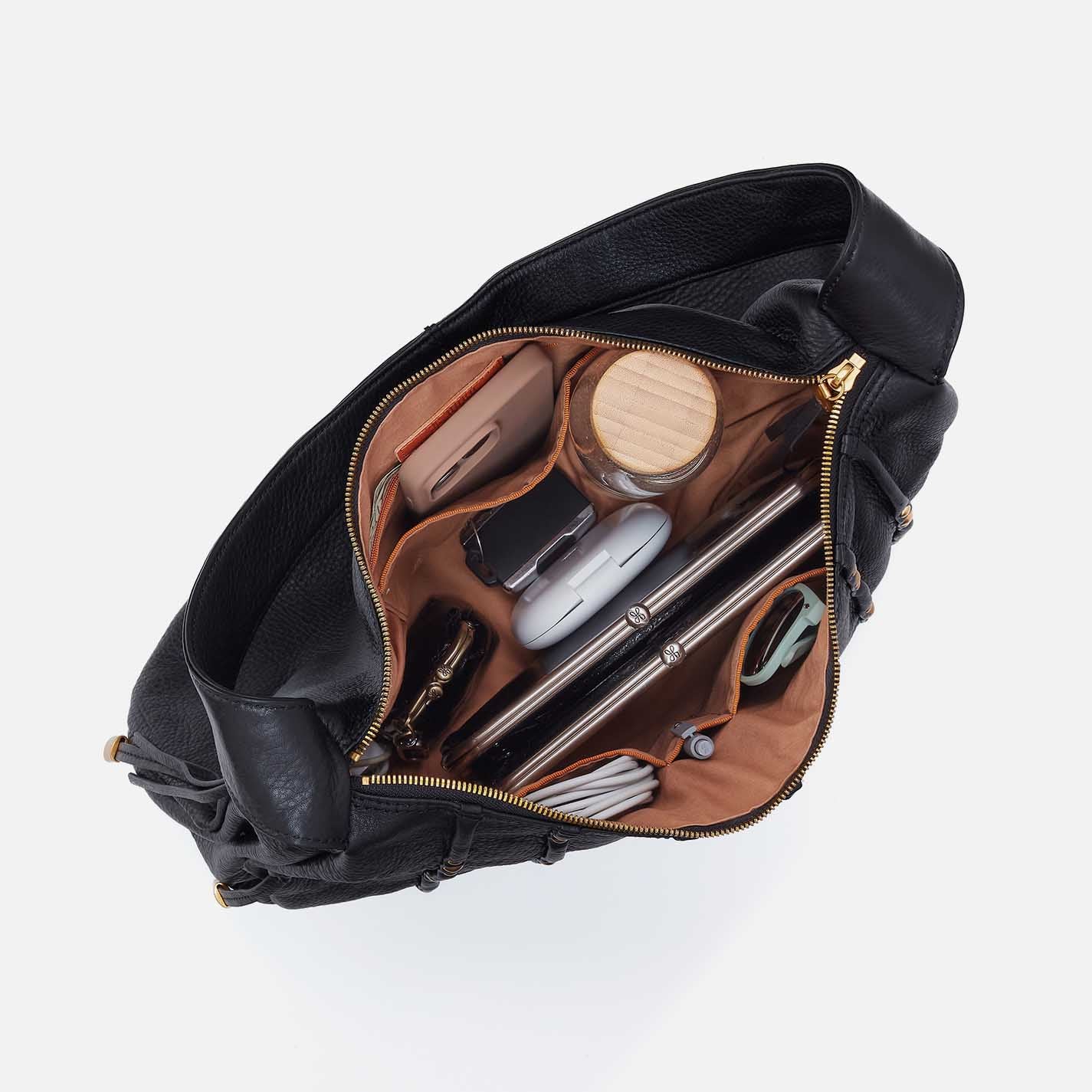 Kori Hobo in Pebbled Leather - Black With Studs - Image 4