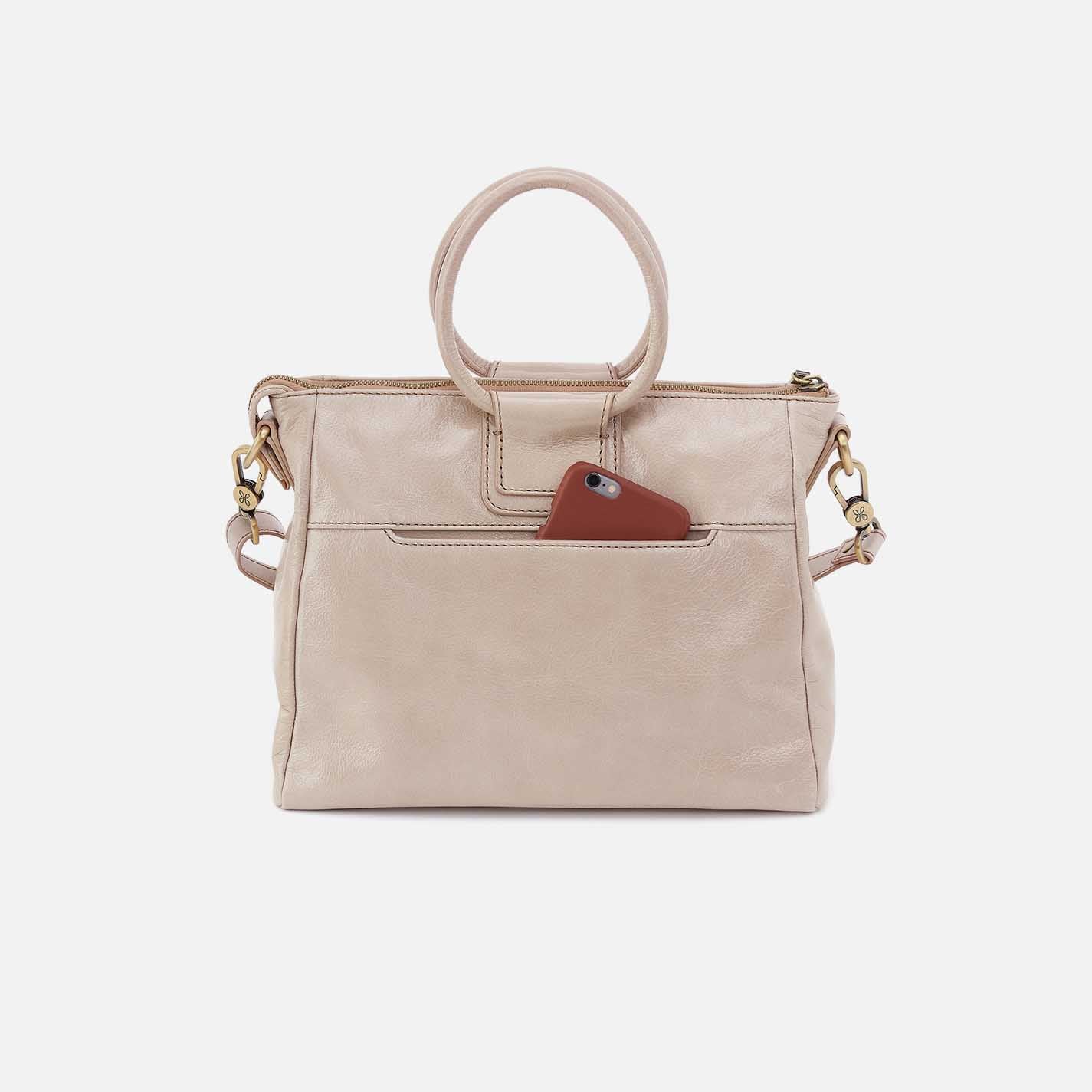 Sheila Medium Satchel in Aniline Gloss Leather - Stone Gloss - Image 5