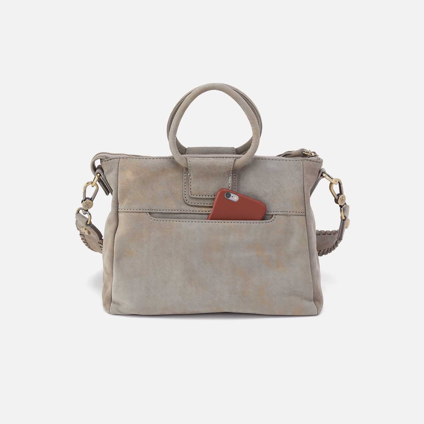 Sheila Medium Satchel in Nubuck Leather - Golden Granite - Image 5