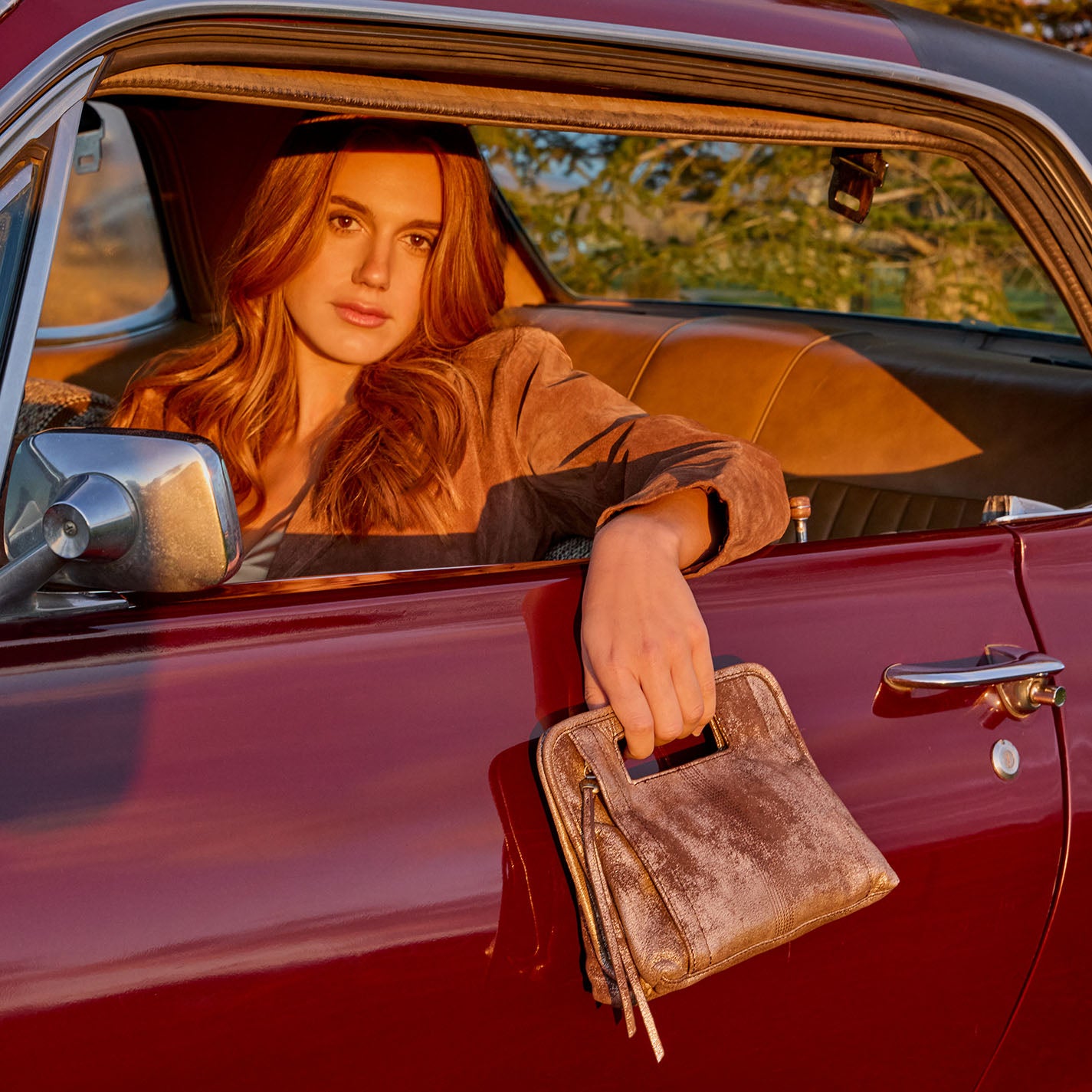 Ace Clutch in Metallic Leather - Cocoa Platinum - Image 2