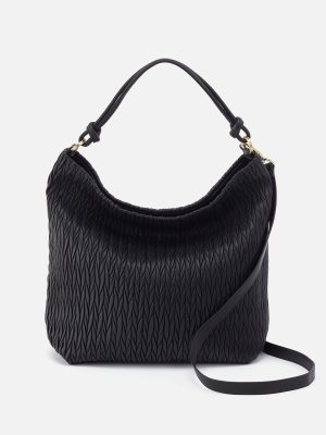 Lindley Hobo In Soft Pleated Leather - Black