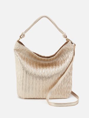 Lindley Hobo In Soft Pleated Leather - Gold
