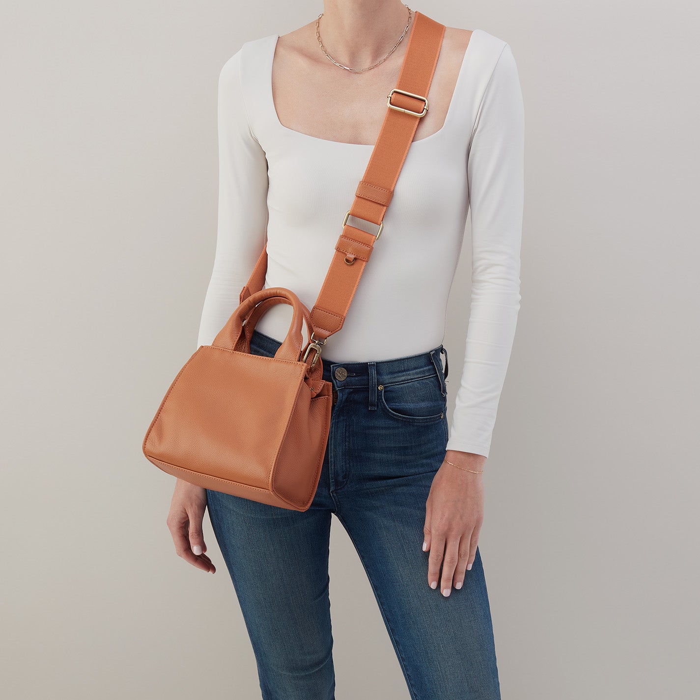 Cass Small Tote In Pebbled Leather - Butterscotch - Image 2