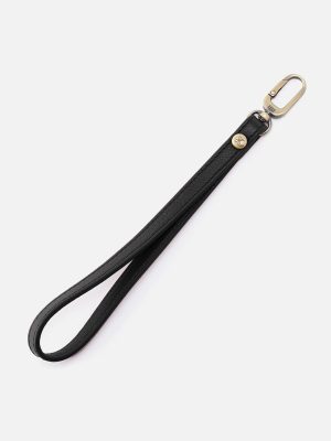 Grip Wristlet Strap in Pebbled Leather - Black