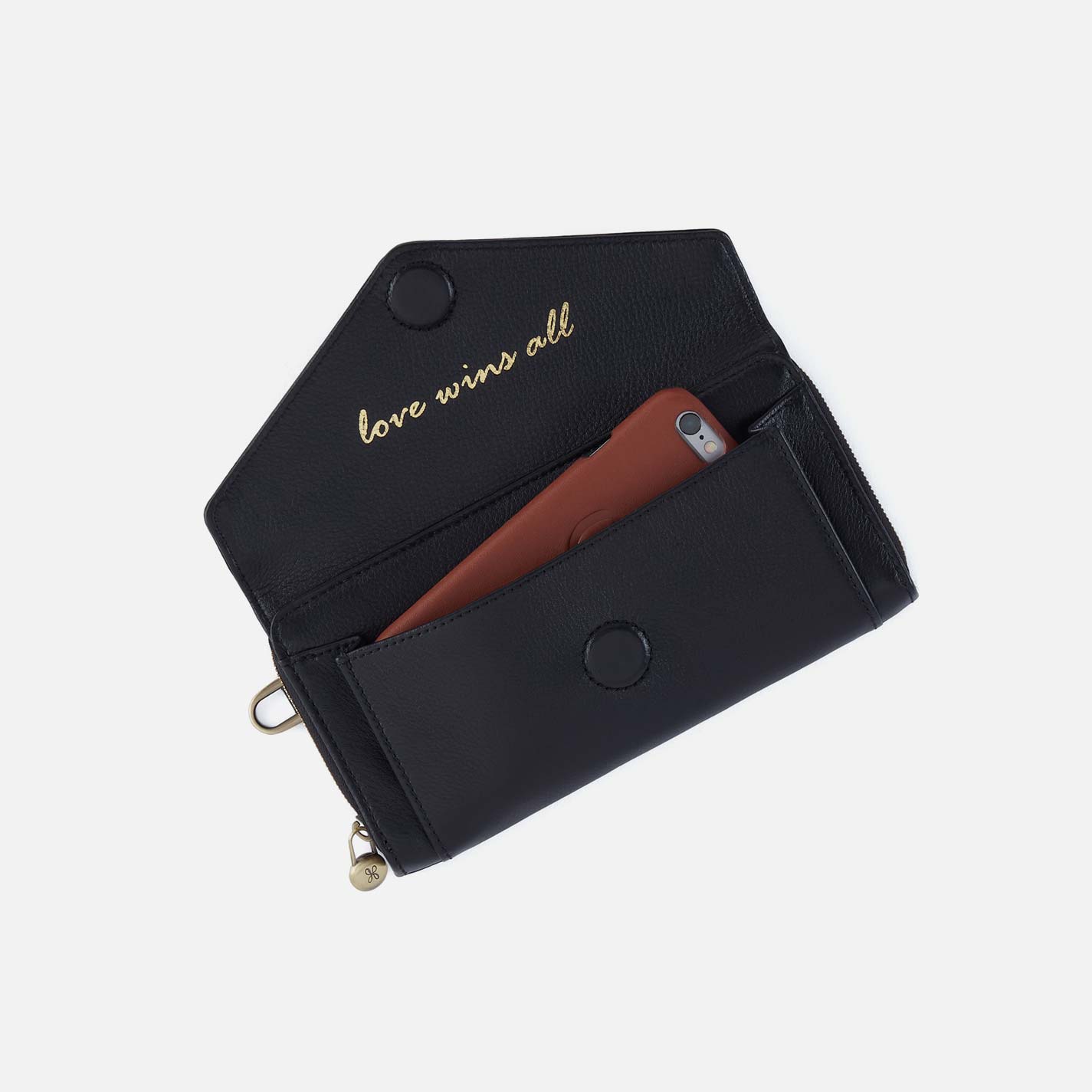 Goldie Large Wallet in Pebbled Leather - Black - Image 3