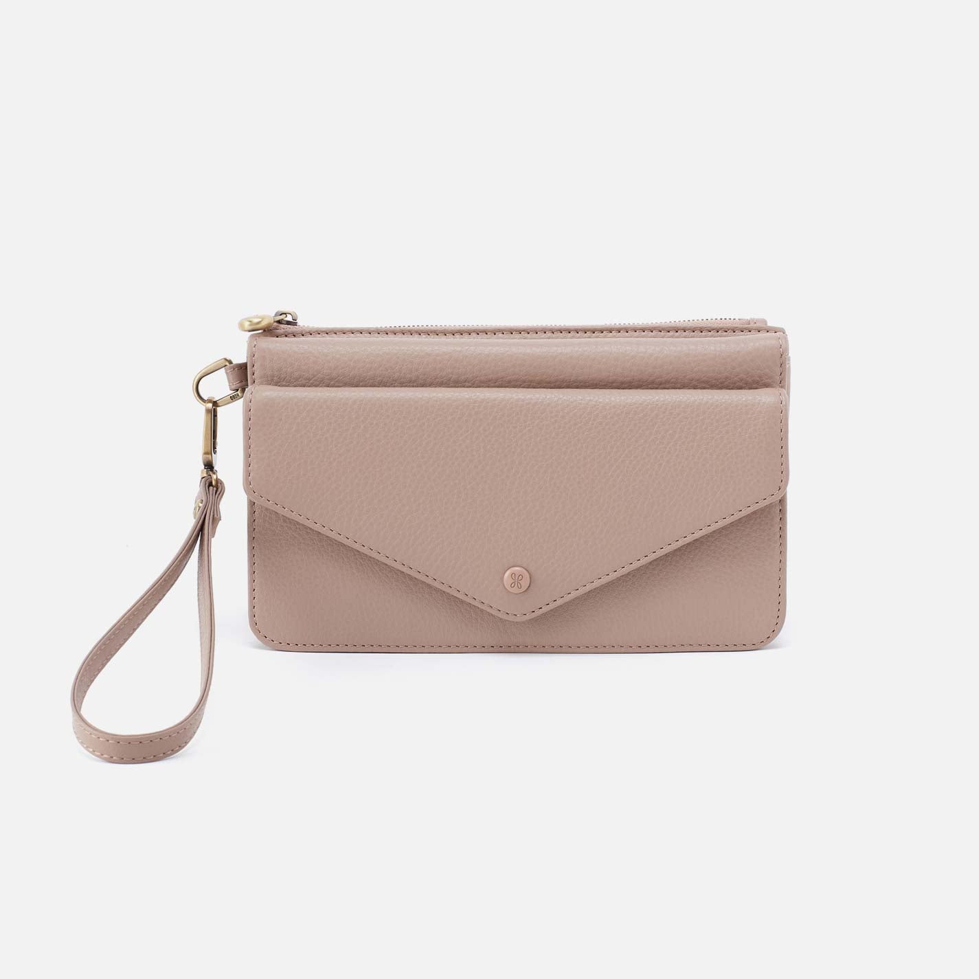 Goldie Wristlet in Pebbled Leather - Warm Adobe