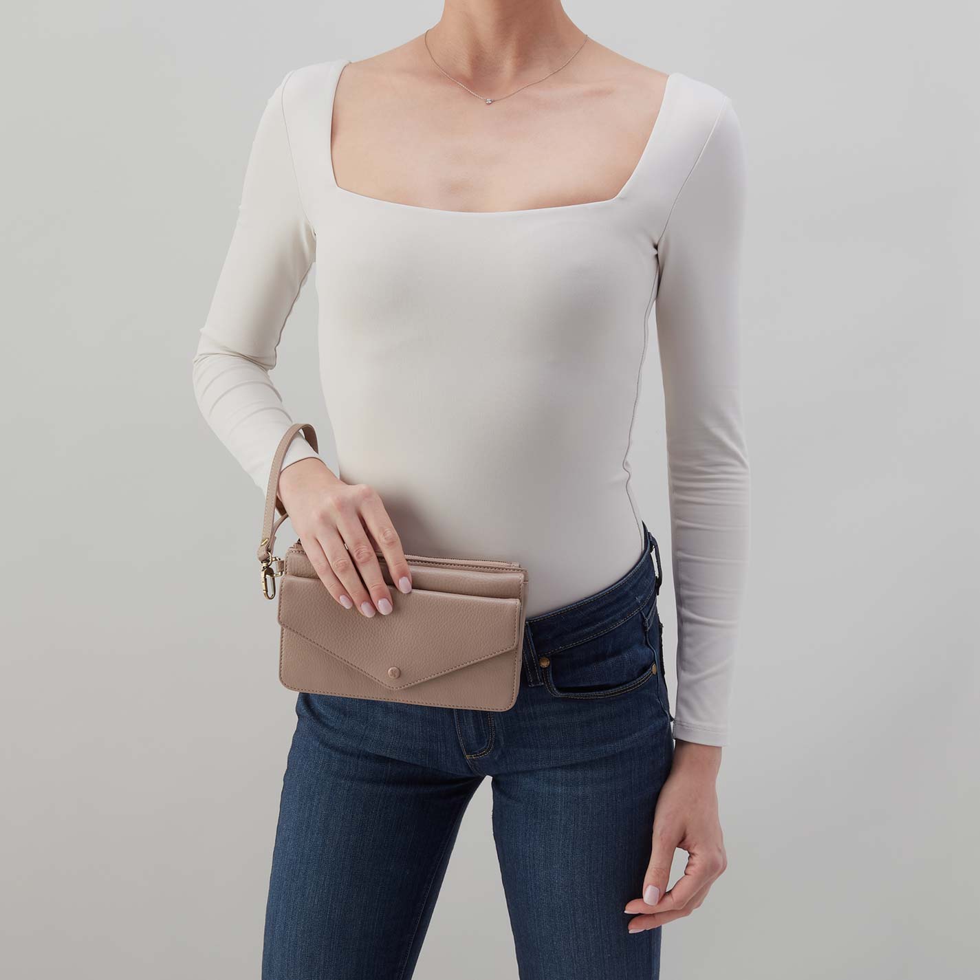 Goldie Wristlet in Pebbled Leather - Warm Adobe - Image 2