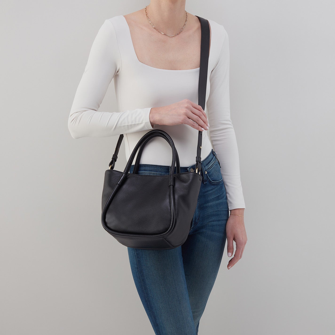 Margot Satchel In Pebbled Leather - Black - Image 3
