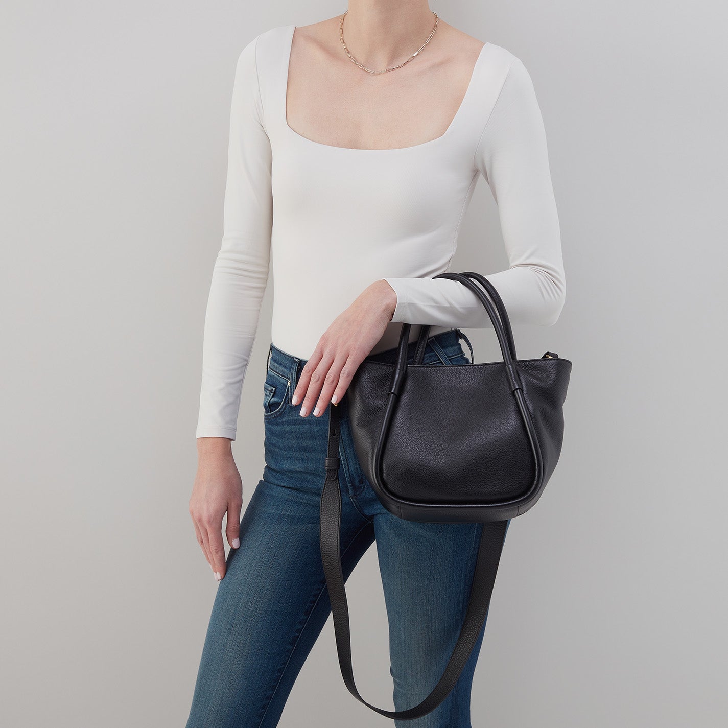 Margot Satchel In Pebbled Leather - Black - Image 5