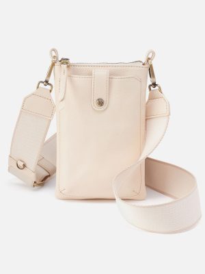 Cass Phone Crossbody In Pebbled Leather - Cream