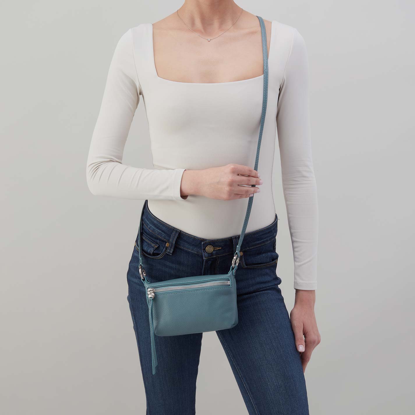 Run About Crossbody in Pebbled Leather - Agave Leaf - Image 2