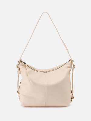 Emily Convertible Backpack In Pebbled Leather - Cream