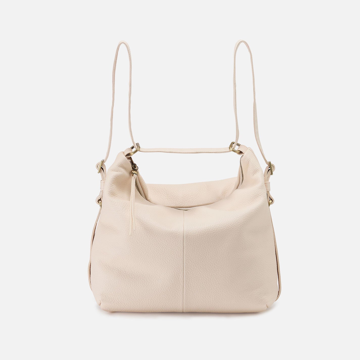 Emily Convertible Backpack In Pebbled Leather - Cream - Image 6