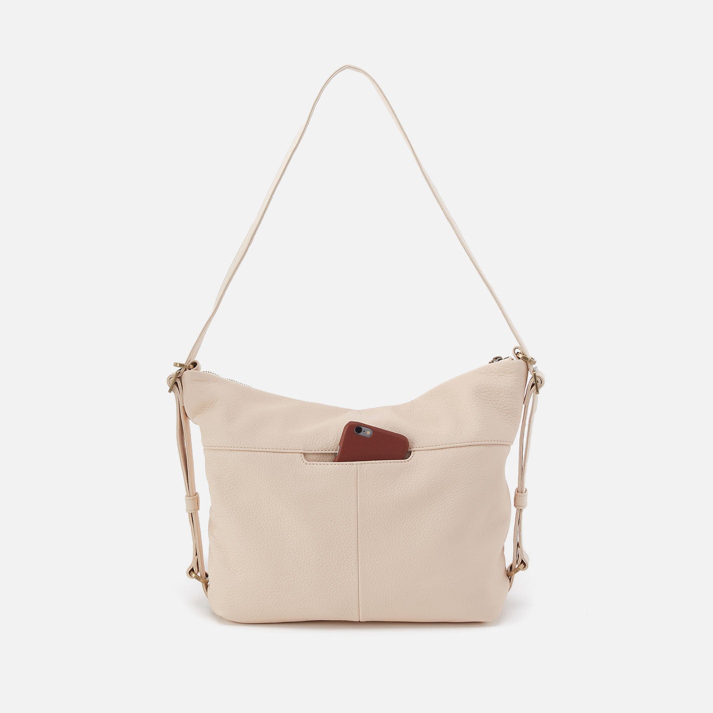 Emily Convertible Backpack In Pebbled Leather - Cream - Image 7