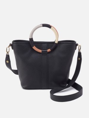 Luna Small Tote In Pebbled Leather - Black