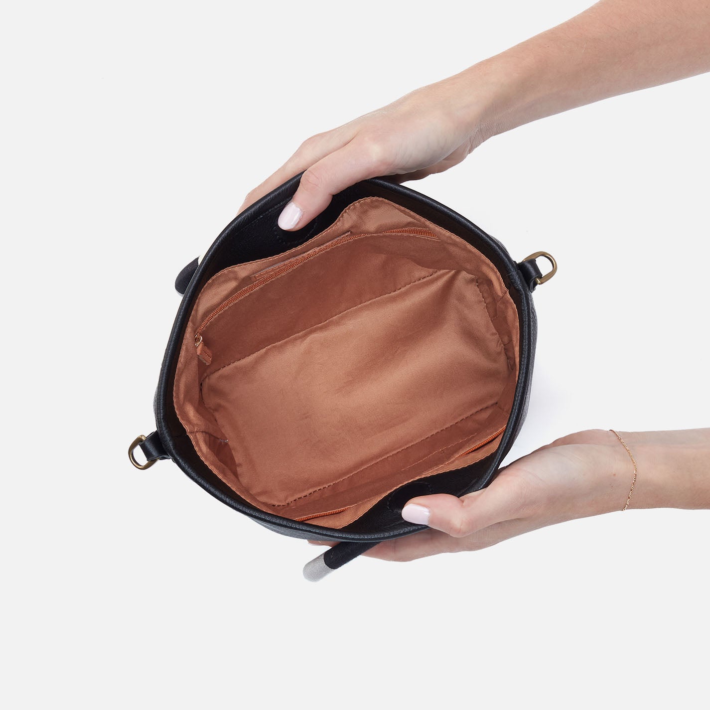 Luna Small Tote In Pebbled Leather - Black - Image 3