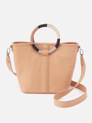 Luna Small Tote In Pebbled Leather - Porcini