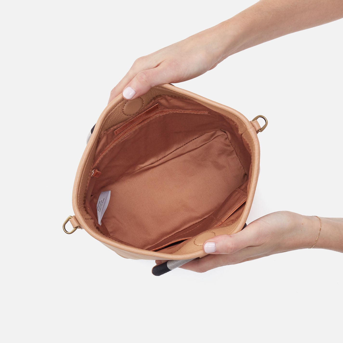 Luna Small Tote In Pebbled Leather - Porcini - Image 4