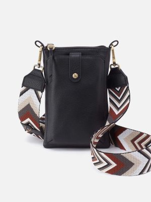 Cass Phone Crossbody in Pebbled Leather - Black