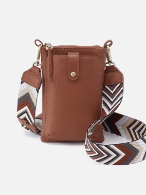 Cass Phone Crossbody in Pebbled Leather - Bridle Brown
