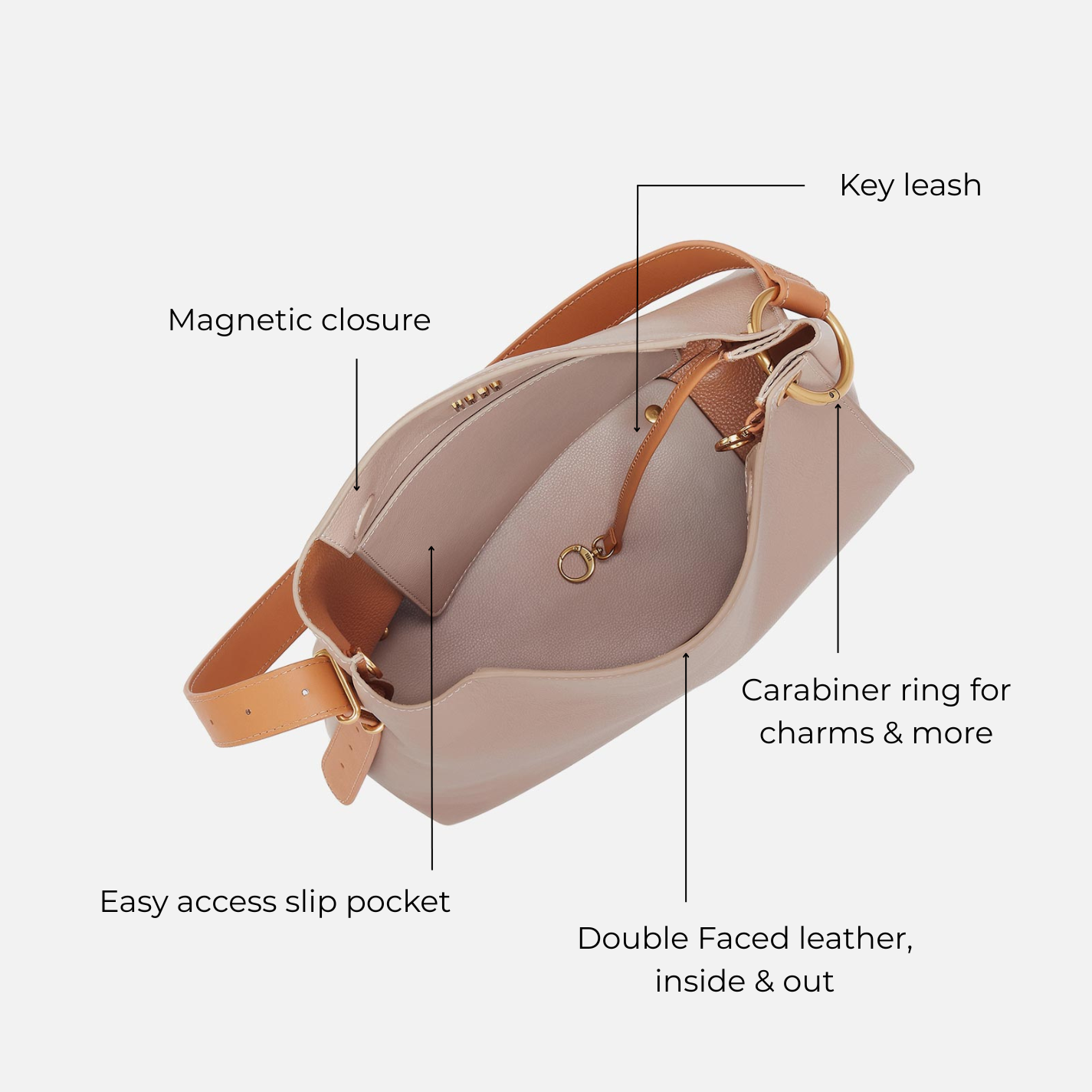 Rayna Shoulder Bag in Double-Faced Leather - Warm Adobe - Image 5