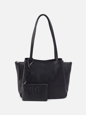 Essential Medium Tote In Soft Saffiano Leather - Black