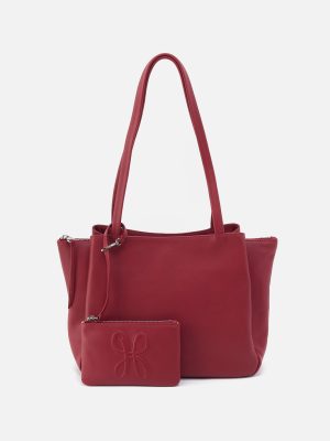 Essential Medium Tote In Soft Saffiano Leather - Cranberry