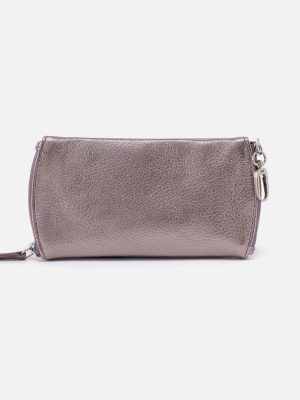 Spark Double Eyeglass Case in Metallic Leather - Pewter Spur