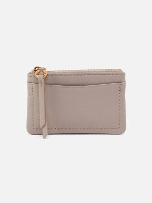 Lumen Card Case In Pebbled Leather - Taupe