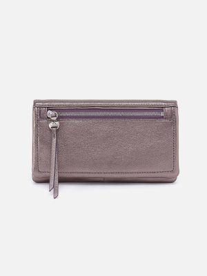 Lumen Continental Wallet in Metallic Leather - Pewter Spur