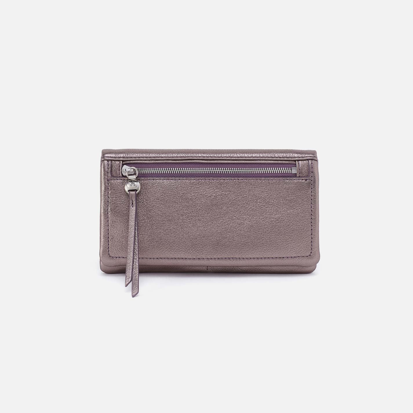 Lumen Continental Wallet in Metallic Leather - Pewter Spur