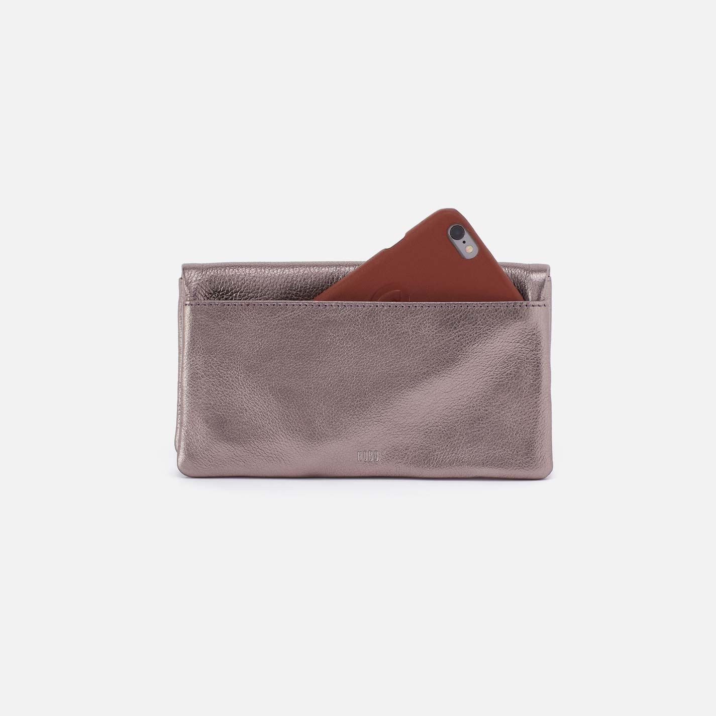 Lumen Continental Wallet in Metallic Leather - Pewter Spur - Image 3