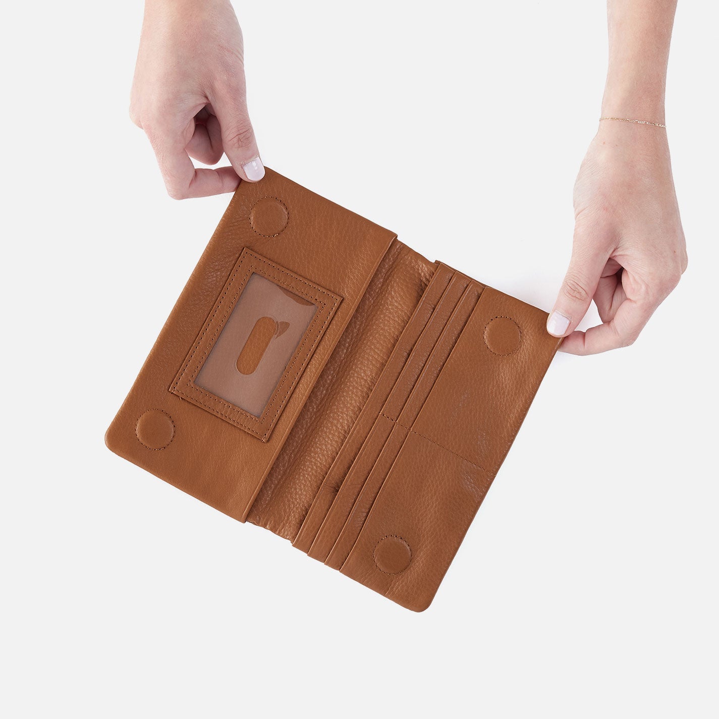 Lumen Continental Wallet in Pebbled Leather - Warm Honey - Image 2