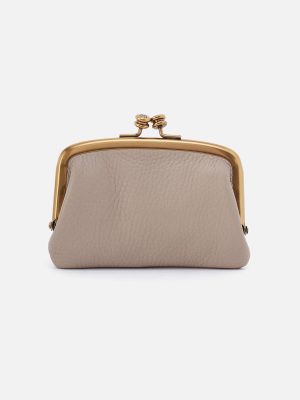 Cora Frame Card Holder in Pebbled Leather - Taupe