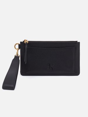 Hart Wristlet In Pebbled Leather - Black