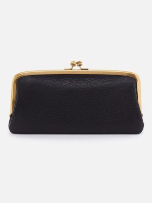 Cora Large Frame Wallet In Pebbled Leather - Black