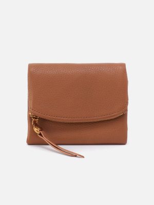 Fern Medium Trifold Wallet In Pebbled Leather - Warm Honey