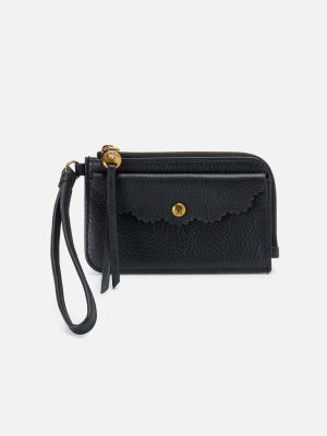 Tabby Card Wristlet In Pebbled Leather - Black