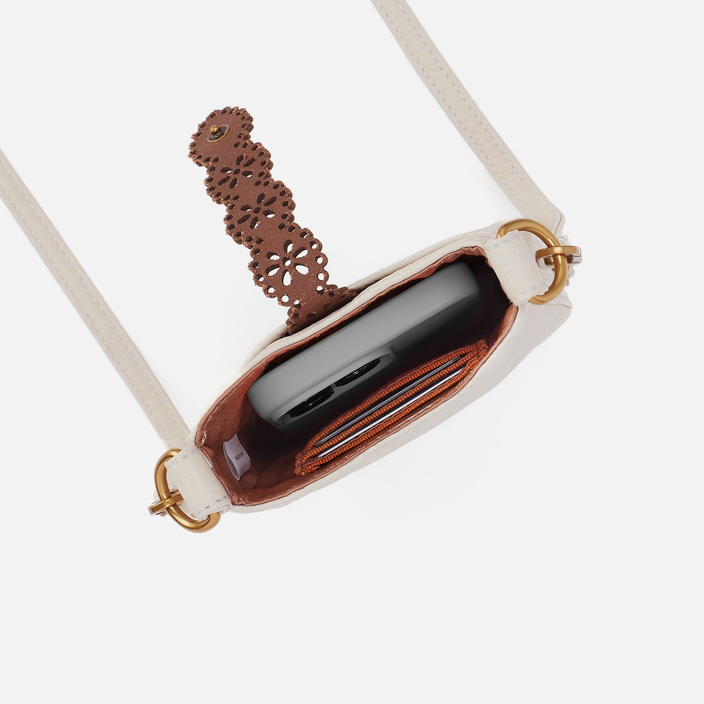 Tabby Phone Crossbody In Pebbled Leather - Birch - Image 4